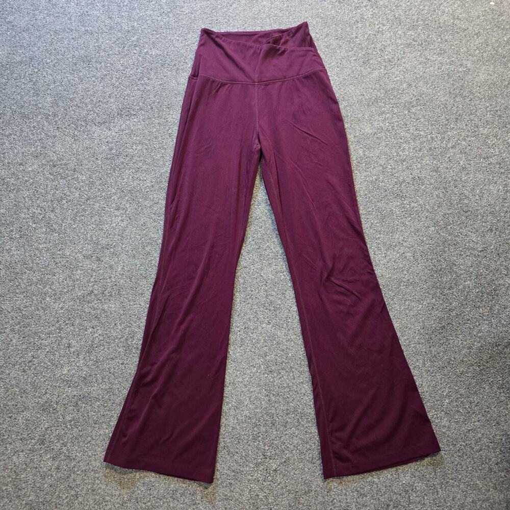 Quince Pants Womens Small Purple Flare Crossover Yoga Pull On Stretchy Casual